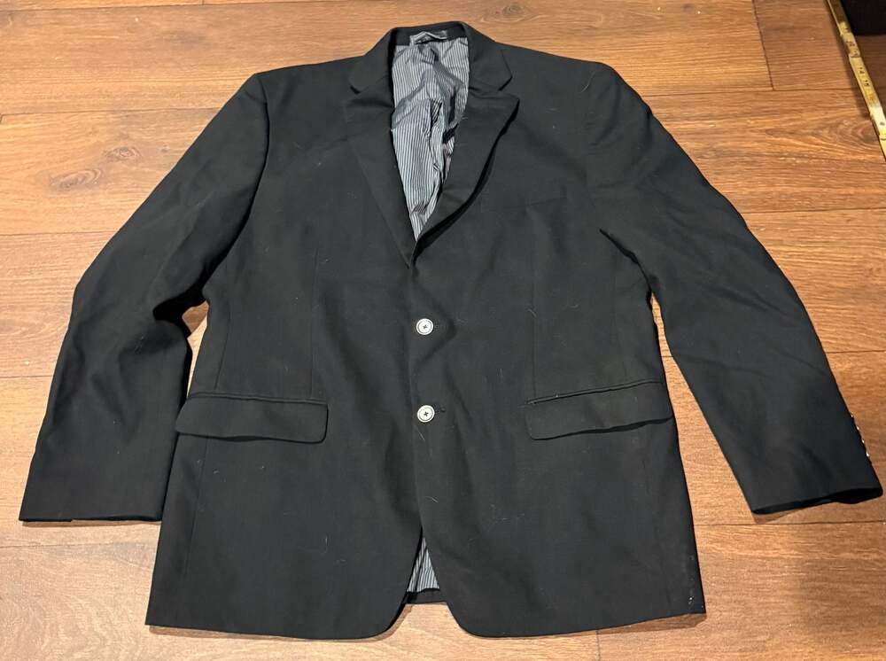 Calvin Klein Mens Black Wool Two Button Blazer Jacket Size 43R